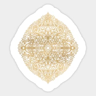 White Gouache Doodle on Gold Paint Sticker